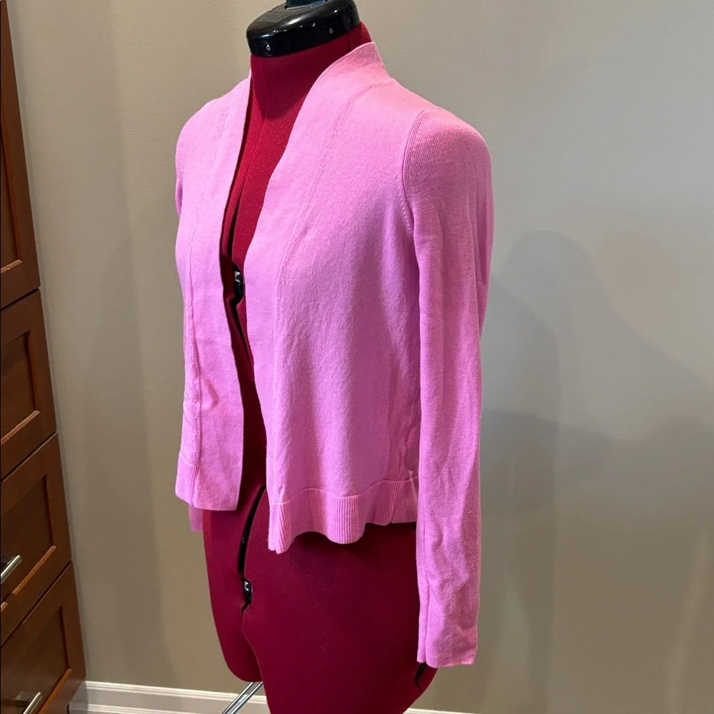 Pristine 🌷 Banana Republic Bubblegum Pink Open Wool Cardigan Sz S - Picture 3 of 10
